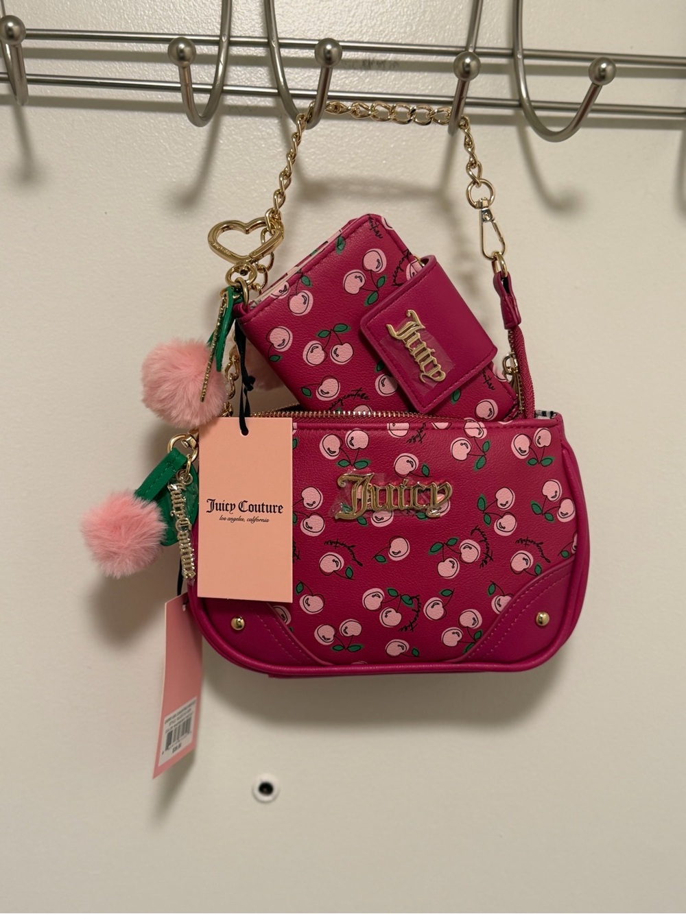 Juicy Couture Cherry Girl Wristlet Mini Shoulder WITH WALLET nwt NEW RELEASE